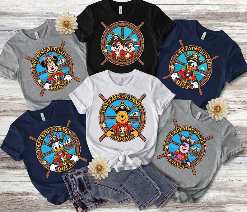 Custom Disney Cruise Pirate Night Shirt, Mickey Minnie Donald Piglet Family Tee, Personalized Birthday & Trip Shirts