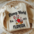 Embroidered Donald Duck Devil Halloween Sweatshirt, Disney WorldHalloween Crewneck, Donald Halloween Sweater, Spooky Disney Trip Shirt