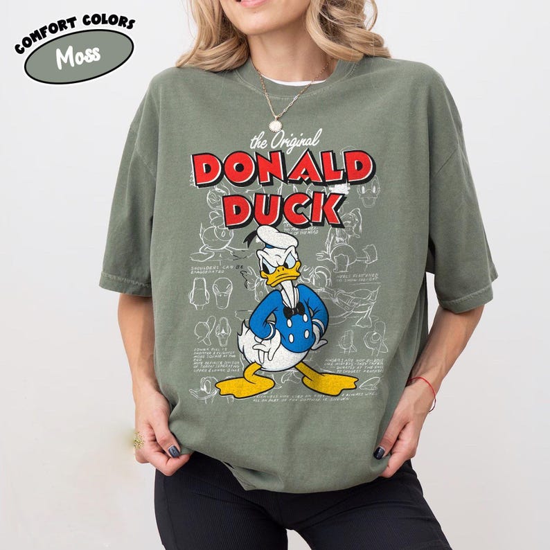 Vintage Donald Duck Shirt, Retro The Original Donald Duck Sketch Tee, 90s Aesthetic Disney Character Graphic Top
