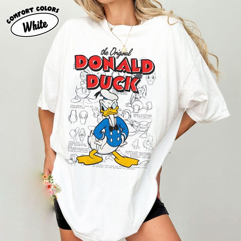 Vintage Donald Duck Shirt, Retro The Original Donald Duck Sketch Tee, 90s Aesthetic Disney Character Graphic Top