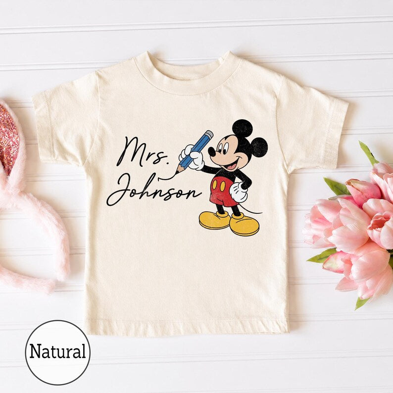 Custom Disney Teacher Shirt, Mickey Minnie Teacher Tee, Personalized Teacher Gift, Back to School Shirt, Disney Alphabet, School Team Top