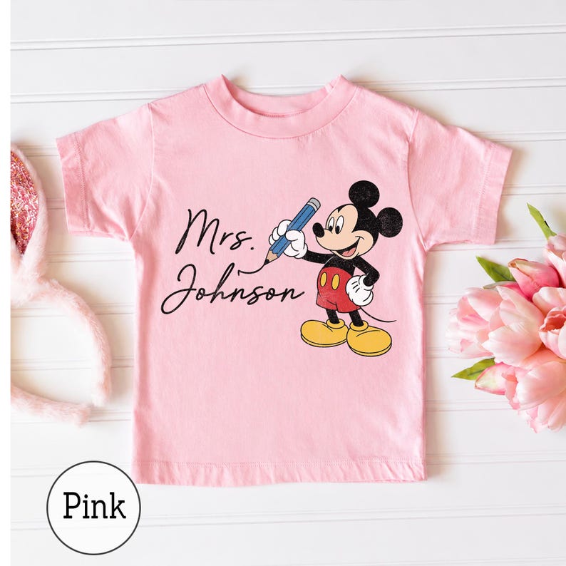 Custom Disney Teacher Shirt, Mickey Minnie Teacher Tee, Personalized Teacher Gift, Back to School Shirt, Disney Alphabet, School Team Top