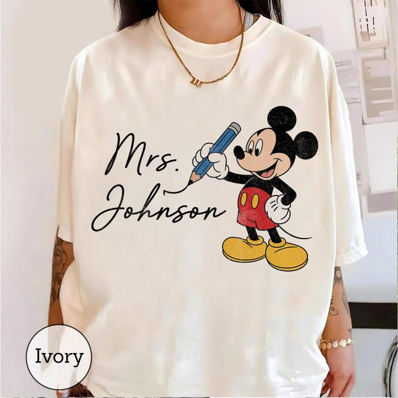 Custom Disney Teacher Shirt, Mickey Minnie Teacher Tee, Personalized Teacher Gift, Back to School Shirt, Disney Alphabet, School Team Top