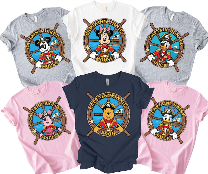 Custom Disney Cruise Pirate Night Shirt, Mickey Minnie Donald Piglet Family Tee, Personalized Birthday & Trip Shirts