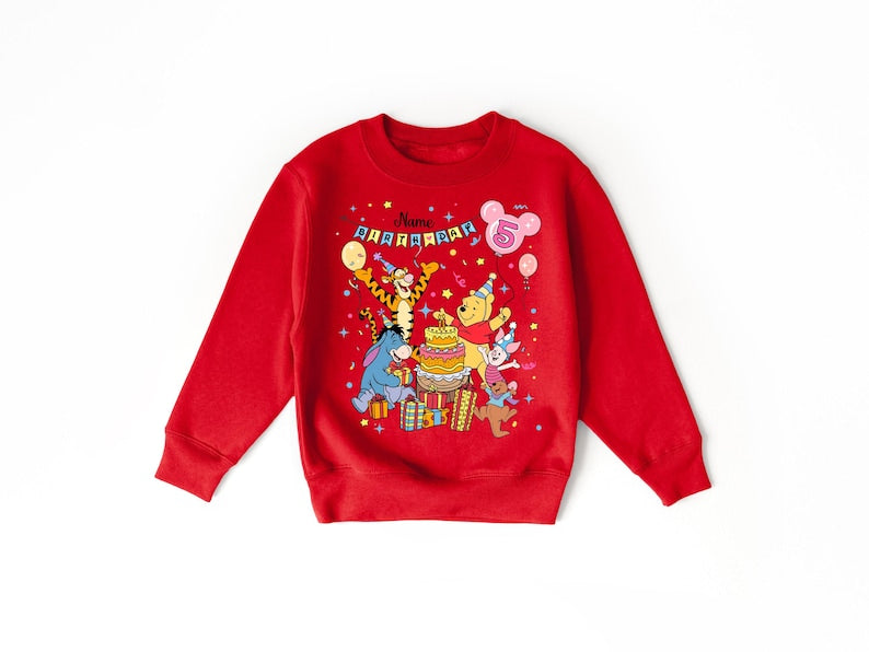 Winnie the Pooh Birthday Shirt, Disney Custom Bear Tee, Eeyore 2nd Birthday Sweatshirt, Piglet First Birthday Party Top, Personalized Outfit