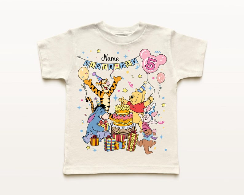 Winnie the Pooh Birthday Shirt, Disney Custom Bear Tee, Eeyore 2nd Birthday Sweatshirt, Piglet First Birthday Party Top, Personalized Outfit