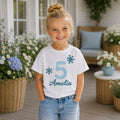 Short-sleeved and long-sleeved snowflake T-shirt, ice cream design, children's T-shirt, girl's birthday shirt, personalized T-shirt with name, baby clothes