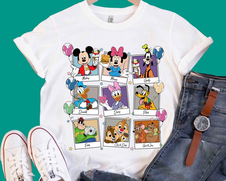 Retro Disney Mickey and Friends Characters Shirt | Disney Mickey Minnie Donald Daisy Goofy Chip Dale Shirt | Unisex Adult Kids Shirt R750
