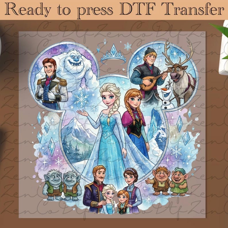 Princess Elsa Watercolor Coquette DTF Transfer, Elsa and Anna DTF, Frozen Ready To Press, Disney Ice Queen Shirt
