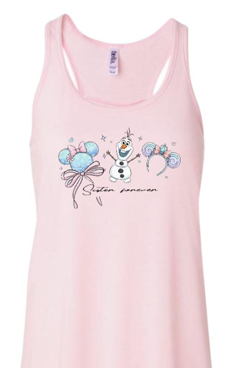 Elsa and Anna with Olaf Minnie Ears Tanks /Disney Trip Tank/Cute Tink Tank Top/Disneyland Tank/Disney Girls Trip/Sisters Forever
