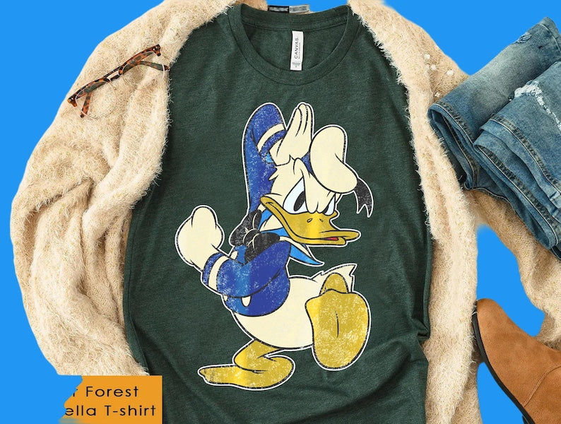 Disney Donald Duck Portrait Graphic T-Shirt | Mickey and Friends Shirt | Disneyland Trip Family Matching Outfits | Aesthetic Gift R148