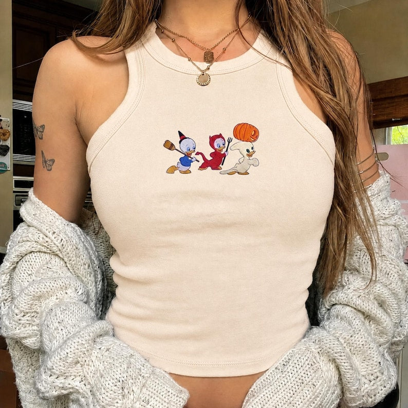 Embroidered Trick Or Treat Tank Top, Disney Halloween Duck product image 2