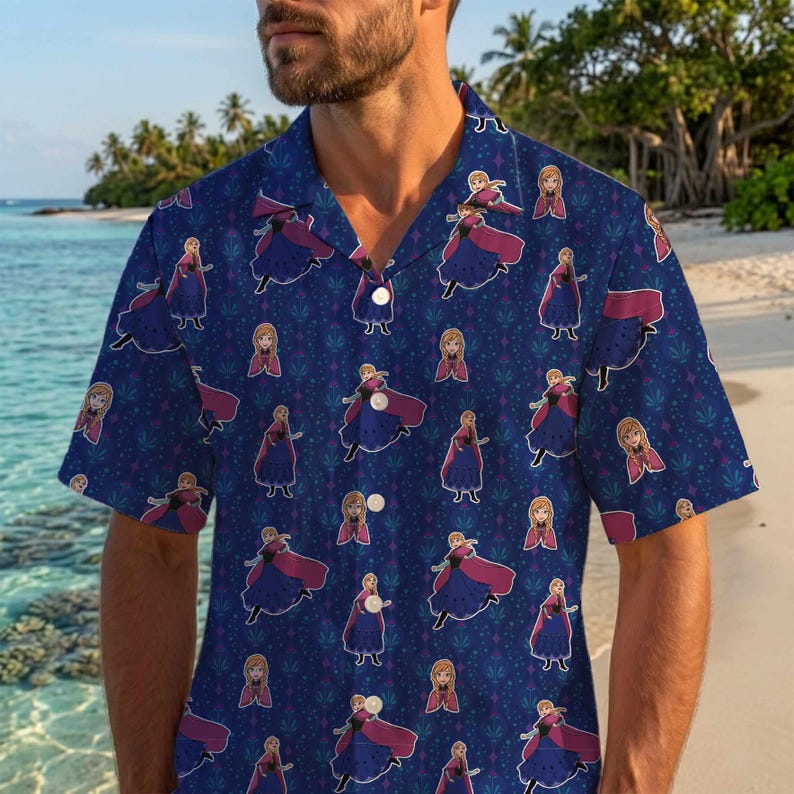 Frozen Anna Button Up Shirt | Disney bounding Frozen Top | Princess Anna Cosplay Apparel | Summer Beach Button Down | Unique Gift For Her