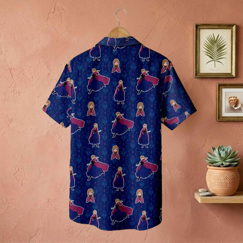 Frozen Anna Button Up Shirt | Disney bounding Frozen Top | Princess Anna Cosplay Apparel | Summer Beach Button Down | Unique Gift For Her