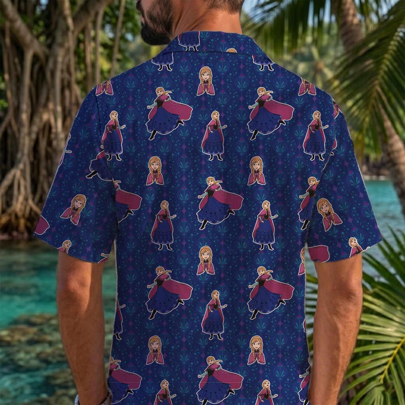 Frozen Anna Button Up Shirt | Disney bounding Frozen Top | Princess Anna Cosplay Apparel | Summer Beach Button Down | Unique Gift For Her