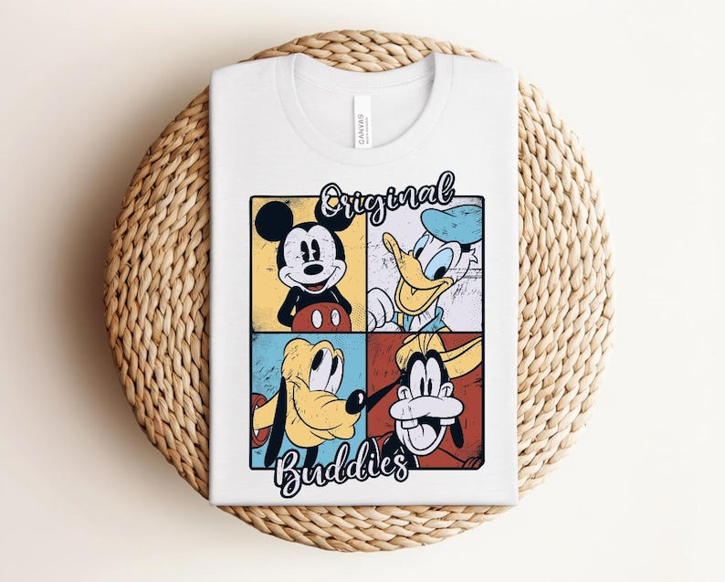 Vintage Mickey Mouse Shirt, Retro Donald Duck Graphic Tee, Classic Goofy Pluto Cartoon Shirt, Distressed Disney Friends T Shirt