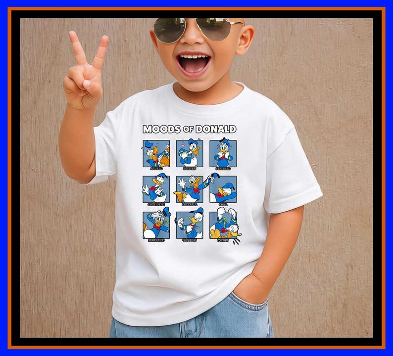Moods of Donald Duck Shirt Funny Cartoon Emotions Tee Retro Disney Vacation Apparel Gift for Disney Fans Classic Character Top OP141