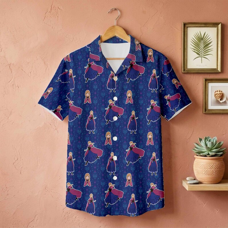 Frozen Anna Button Up Shirt | Disney bounding Frozen Top | Princess Anna Cosplay Apparel | Summer Beach Button Down | Unique Gift For Her