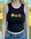 Three Caballeros Embroidered Spaghetti Strap Tank Top, Donald Duck Jose Carioca Panchito Embroidery Racer Tank, Disney Parks Baby Tee