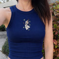 Embroidered Disney Olaf Tank Top, Frozen Olaf Ribbed Crop Tank, Cute Snowman Embroidery Shirt, Disney Summer Gift for Her