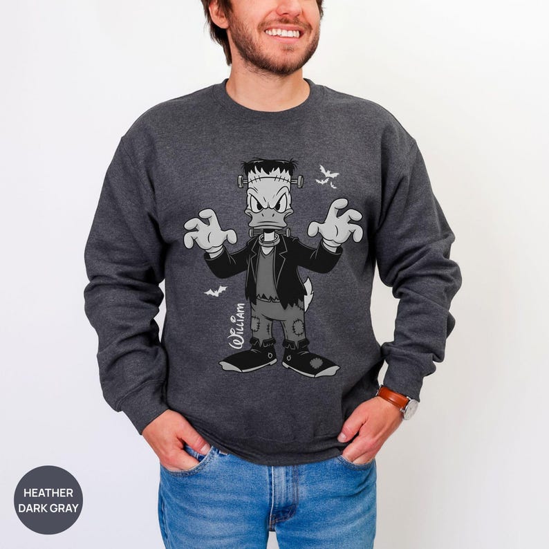 Daisy Duck Bride of Donald Duck Frankenstein Couple Matching Custom Sweatshirt, Halloween Disney Trip Crewneck, Disney Spooky Couple Shirt