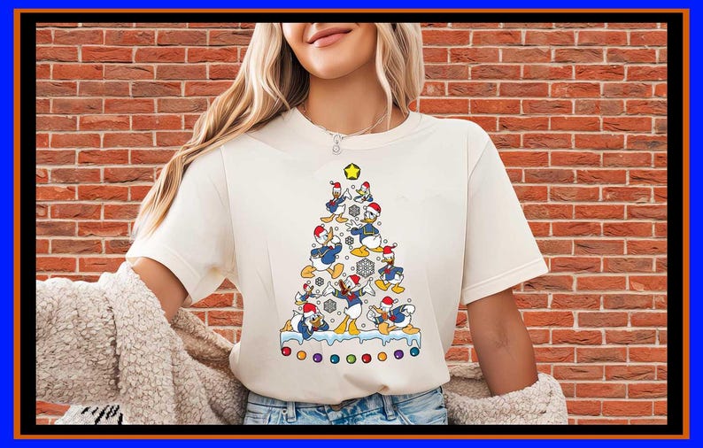 Donald Duck Christmas Tree Shirt Holiday Duck Tee Disney Inspired Xmas Hoodie Funny Christmas Gift for Family Winter Apparel OP106