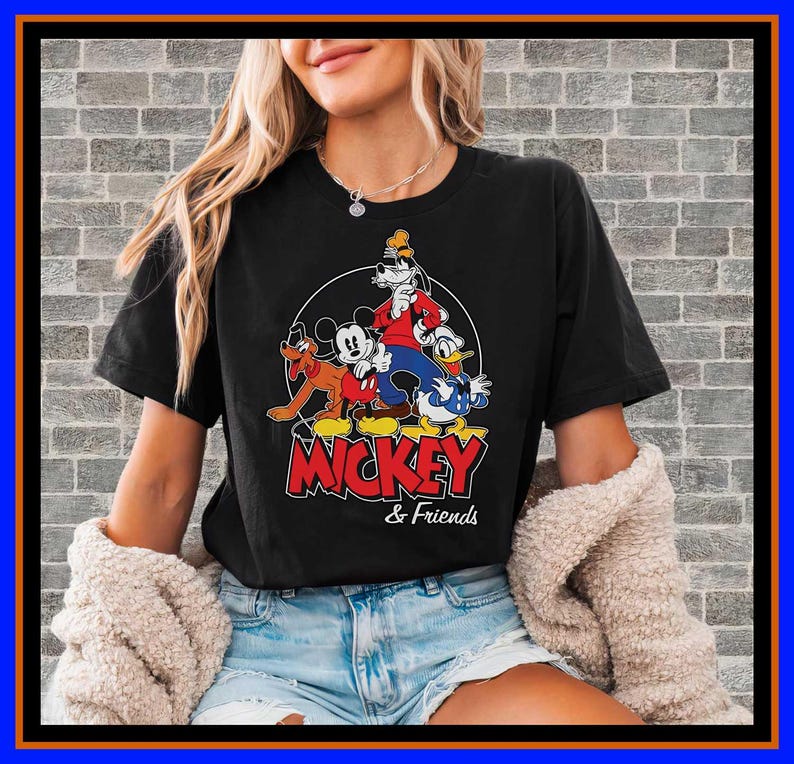 Mickey and Friends Shirt Retro Disney T-Shirt Mickey Mouse Donald Duck Goofy Pluto Family Vacation Tee Vintage Cartoon Apparel OP138