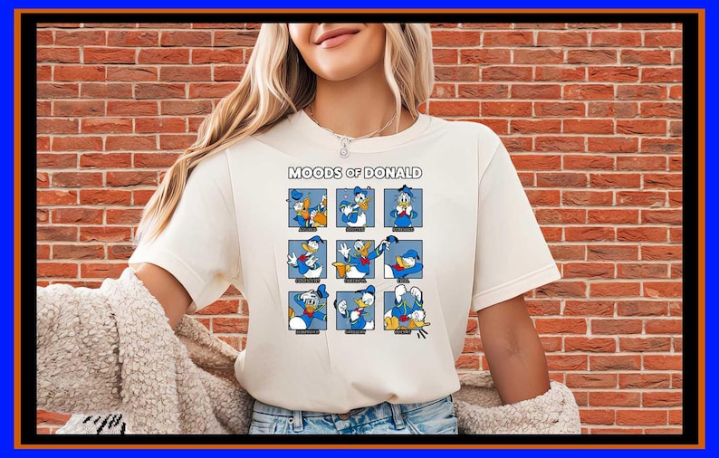 Moods of Donald Duck Shirt Funny Cartoon Emotions Tee Retro Disney Vacation Apparel Gift for Disney Fans Classic Character Top OP141