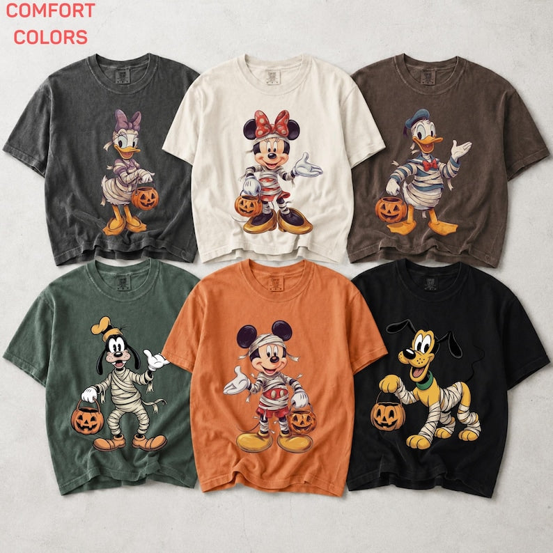 Mummy Donald Duck Daisy Duck Couple Shirts, Retro Disney Halloween Matching Tees, Halloween Disney Trip Tee, Disney Couple T-Shirt for Trips