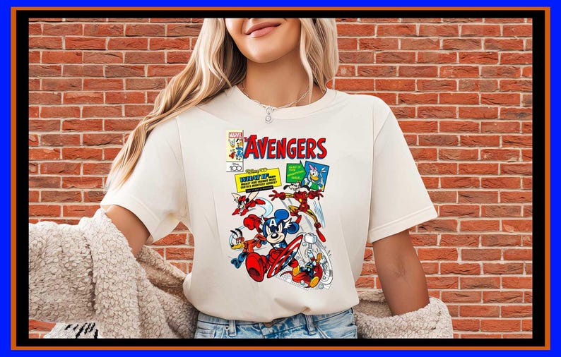 Mickey Mouse Avengers Shirt Disney 100 Marvel Comic Book Tee Retro Superhero Mickey Captain America Goofy Iron Man Donald Thor Pluto OP278
