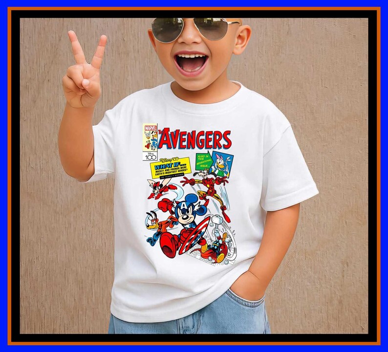 Mickey Mouse Avengers Shirt Disney 100 Marvel Comic Book Tee Retro Superhero Mickey Captain America Goofy Iron Man Donald Thor Pluto OP278