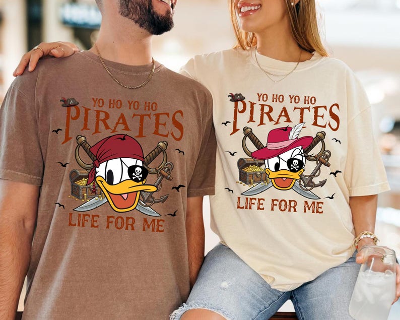 Disney Pirate Comfort Colors Shirt, Mickey Minnie Goofy Donald Duck Pirate Tee, Yo Ho Yo Ho Pirates Life For Me, Disney Vacation Shirt