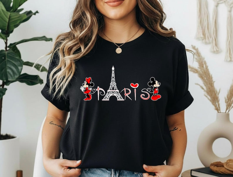 Mickey and Minnie Paris Eiffel T-Shirt, Disneyland Paris Vacation Sweatshirt, Family Paris Shirt, Disney Group Trip Hoodie