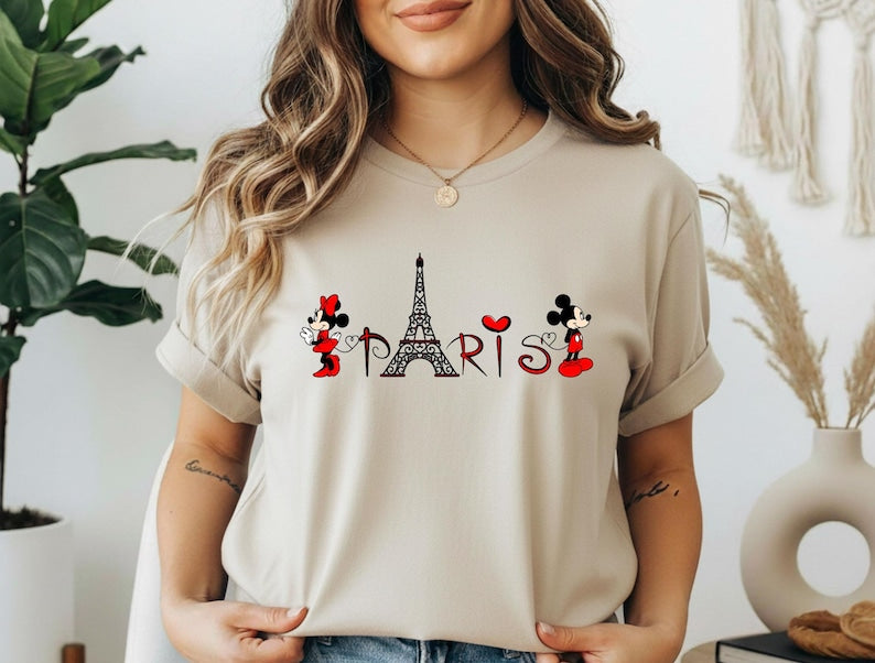 Mickey and Minnie Paris Eiffel T-Shirt, Disneyland Paris Vacation Sweatshirt, Family Paris Shirt, Disney Group Trip Hoodie