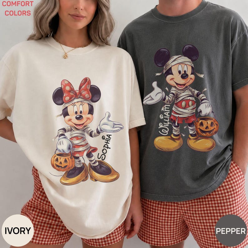 Mummy Donald Duck Daisy Duck Couple Shirts, Retro Disney Halloween Matching Tees, Halloween Disney Trip Tee, Disney Couple T-Shirt for Trips