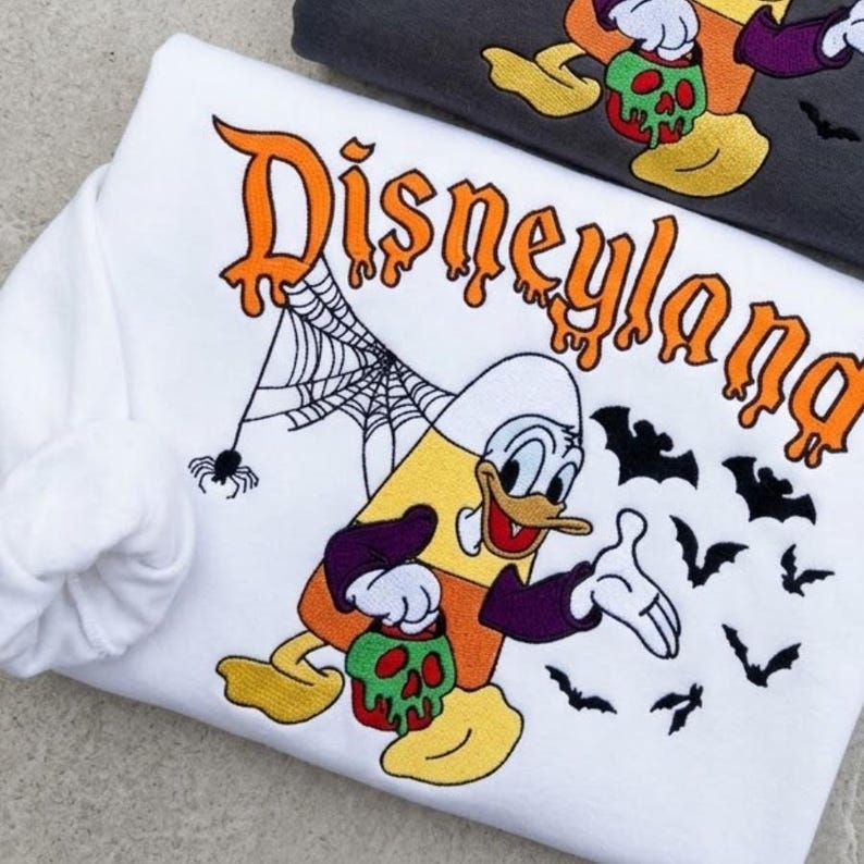Embroidered Disneyland Donald Duck Halloween Sweatshirt, Disney Halloween Shirt, Candy Corn Donald Hoodie, Spooky Disney Park Outfit