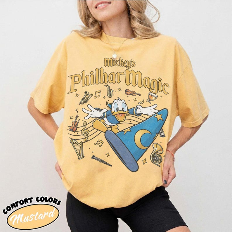Vintage Mickey's PhilharMagic Comfort Colors Shirt, Donald Duck Fantasia Tee, Disney Sorcerer Apprentice Shirt, WDW Fantasmic Show T-Shirt