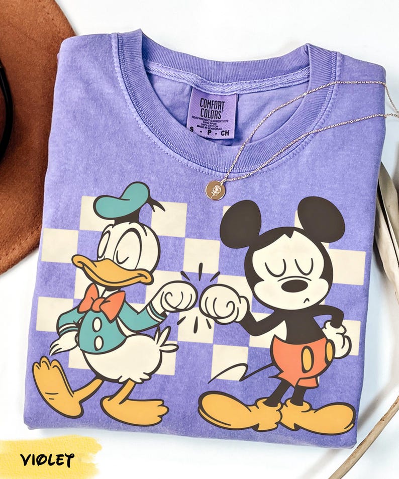 Vintage Checkered Mickey Donald Duck Comfort Colors Shirt, Funny Mickey Donald Shirt, Disney Checkered Tee, Mickey Checkered, Mickey Friends