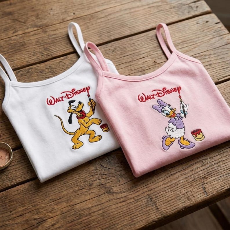 EMBROIDERED Mickey and friends Tank Top, Mickey Minnie Daisy Donald Pluto Goofy Disney Baby Tee, Custom character Walt Disney, Gift for Her