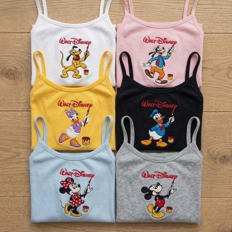 EMBROIDERED Mickey and friends Tank Top, Mickey Minnie Daisy Donald Pluto Goofy Disney Baby Tee, Custom character Walt Disney, Gift for Her