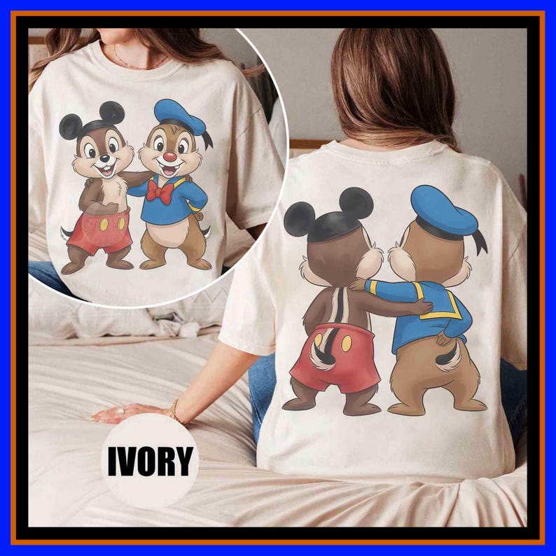 Chip and Dale Retro Shirt, Donald Duck Mickey Double Trouble Tee, Walt Disney World Family Trip Shirt, Disneyland Matching, Q2-2Sided