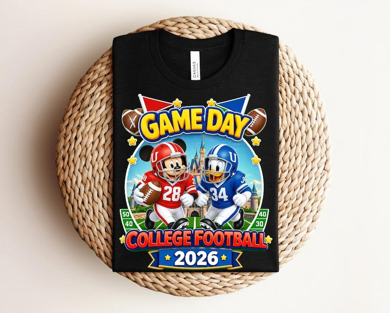 Mickey Mouse Donald Duck Football 2026 Shirt, Disney Family Shirts, Red and Blue Sports Tee, Disney Squad Shirt, 3D Castle Game Day