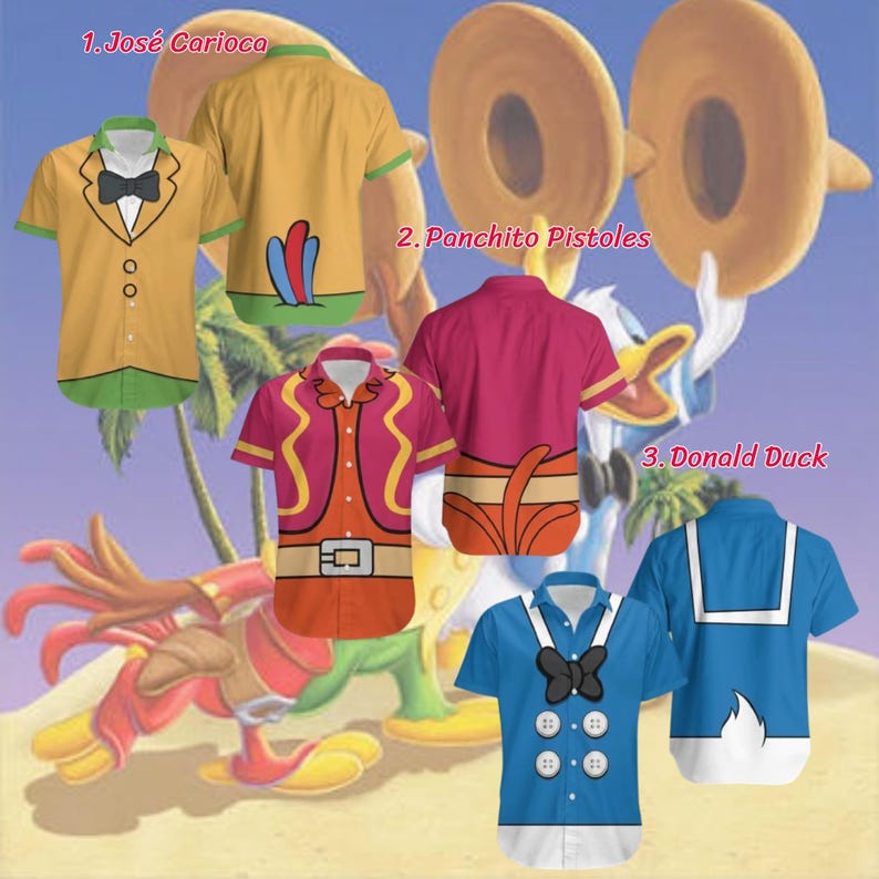 Three cabaleros Panchito Jose Carioca Donald Costume Hawaii product image 1