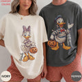 Mummy Donald Duck Daisy Duck Couple Shirts, Retro Disney Halloween Matching Tees, Halloween Disney Trip Tee, Disney Couple T-Shirt for Trips