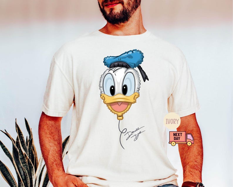Comfort Colors® Retro Disney Donald and Daisy Balloon Couple Matching Tee Shirt, Vintage Disney Donald Daisy, Disneyland Trip Tee Shirt