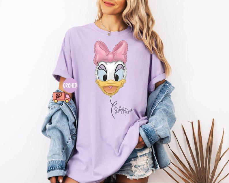 Comfort Colors® Retro Disney Donald and Daisy Balloon Couple Matching Tee Shirt, Vintage Disney Donald Daisy, Disneyland Trip Tee Shirt