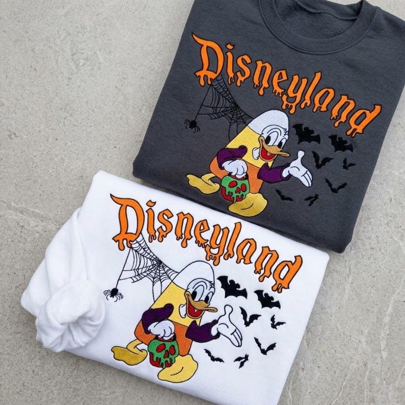 Embroidered Disneyland Donald Duck Halloween Sweatshirt, Disney Halloween Shirt, Candy Corn Donald Hoodie, Spooky Disney Park Outfit