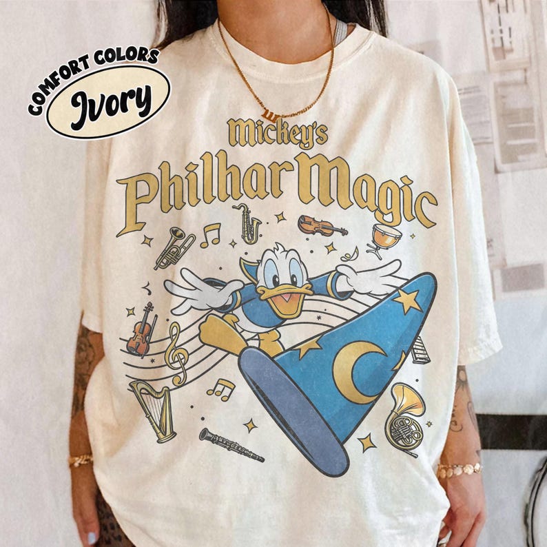 Vintage Mickey's PhilharMagic Comfort Colors Shirt, Donald Duck Fantasia Tee, Disney Sorcerer Apprentice Shirt, WDW Fantasmic Show T-Shirt