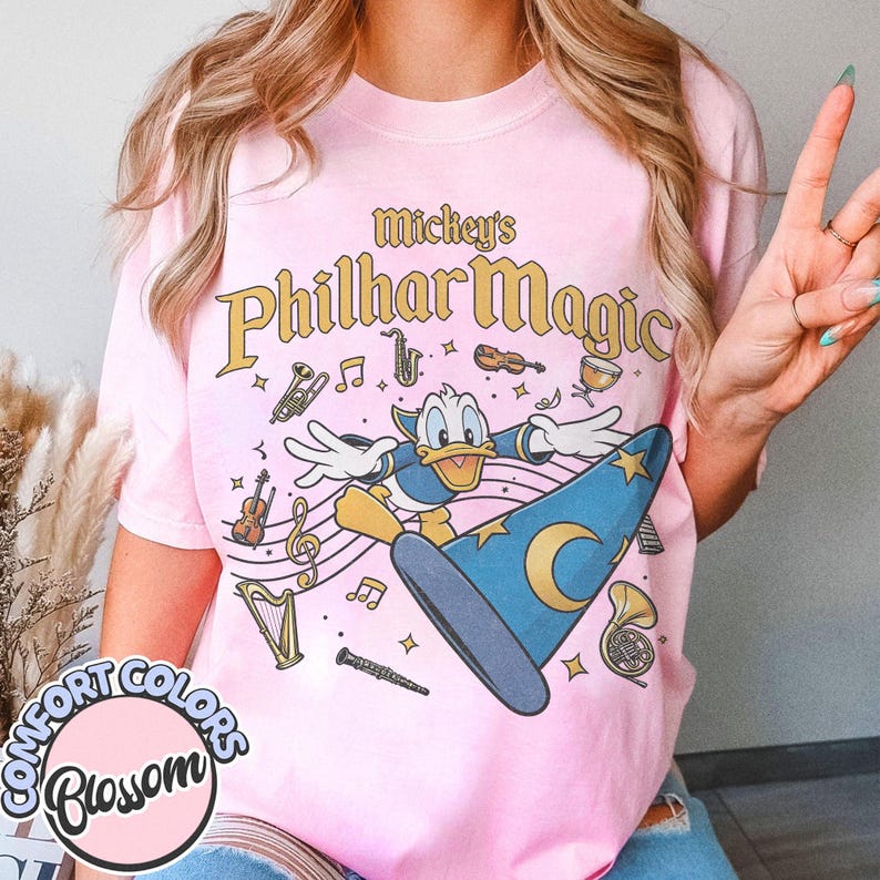 Vintage Mickey's PhilharMagic Comfort Colors Shirt, Donald Duck Fantasia Tee, Disney Sorcerer Apprentice Shirt, WDW Fantasmic Show T-Shirt