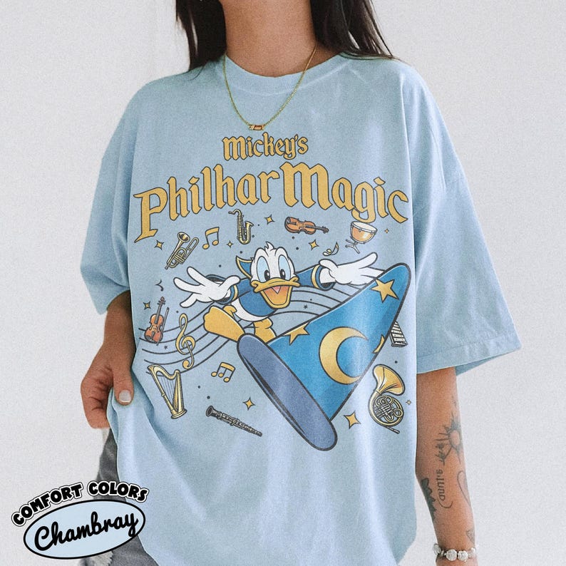 Vintage Mickey's PhilharMagic Comfort Colors Shirt, Donald Duck Fantasia Tee, Disney Sorcerer Apprentice Shirt, WDW Fantasmic Show T-Shirt